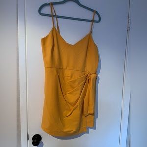 French connection yellow orange mini dress. Cute for date night or night on town